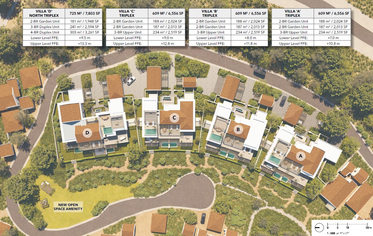 Marina Village site plan — Villas A, B, C, D unit breakdown